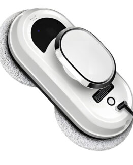 Robot smart autonom pentru curatare geamuri KESNUP, telecomanda, planificare inteligenta a rutelor de curatare, functie identificare obstacole si margini, cu 10 lavete microfibra lavabile reutilizabile, oprire automata 20 min, putere aspirare 5600 Pa, Alb