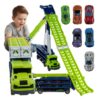 Set de joaca camion trailer cu pista de masinute KESNUP, 6 masinute metalice, include stickere colorate, materiale sigure, dimensiune pista 90.5 x 57 x 10 cm, Albastru / Verde 1 Set de joaca camion trailer cu pista de masinute KESNUP, 6 masinute metalice, include stickere colorate, materiale sigure, dimensiune pista 90.5 x 57 x 10 cm, Albastru / Verde