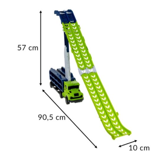 Set de joaca camion trailer cu pista de masinute KESNUP, 6 masinute metalice, include stickere colorate, materiale sigure, dimensiune pista 90.5 x 57 x 10 cm, Albastru / Verde 2 Set de joaca camion trailer cu pista de masinute KESNUP, 6 masinute metalice, include stickere colorate, materiale sigure, dimensiune pista 90.5 x 57 x 10 cm, Albastru / Verde