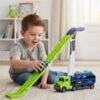 Set de joaca camion trailer cu pista de masinute KESNUP, 6 masinute metalice, include stickere colorate, materiale sigure, dimensiune pista 90.5 x 57 x 10 cm, Albastru / Verde 5 Set de joaca camion trailer cu pista de masinute KESNUP, 6 masinute metalice, include stickere colorate, materiale sigure, dimensiune pista 90.5 x 57 x 10 cm, Albastru / Verde