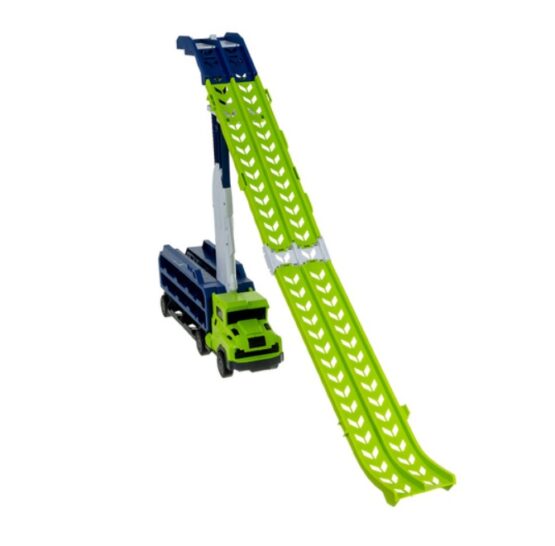Set de joaca camion trailer cu pista de masinute KESNUP, 6 masinute metalice, include stickere colorate, materiale sigure, dimensiune pista 90.5 x 57 x 10 cm, Albastru / Verde 6 Set de joaca camion trailer cu pista de masinute KESNUP, 6 masinute metalice, include stickere colorate, materiale sigure, dimensiune pista 90.5 x 57 x 10 cm, Albastru / Verde