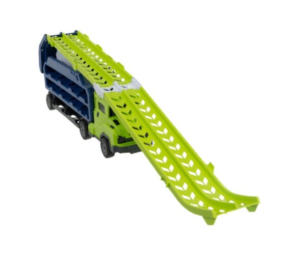 Set de joaca camion trailer cu pista de masinute KESNUP, 6 masinute metalice, include stickere colorate, materiale sigure, dimensiune pista 90.5 x 57 x 10 cm, Albastru / Verde 7 Set de joaca camion trailer cu pista de masinute KESNUP, 6 masinute metalice, include stickere colorate, materiale sigure, dimensiune pista 90.5 x 57 x 10 cm, Albastru / Verde