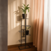 Suport metalic pentru flori si plante cu 6 etaje KESNUP, rezistent si stabil, stand de ghivece plante de interior / exterior, calitate superioara, dimensiuni 106 (inaltime) x 41 (lungime) x 22 (latime) cm, greutate maxima 20 kg, Negru