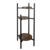 Suport pentru ghivece plante si flori tip etajera cu 3 nivele KESNUP, rezistent si stabil, pentru interior / exterior, calitate superioara, dimensiuni 81 (inaltime) x 73 - 54 - 14 (inaltimi etajere) x 27 (baza) cm, greutate maxima 15 kg, Negru