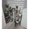 Suport pentru ghivece plante si flori tip etajera cu 3 nivele KESNUP, rezistent si stabil, pentru interior / exterior, calitate superioara, dimensiuni 81 (inaltime) x 73 - 54 - 14 (inaltimi etajere) x 27 (baza) cm, greutate maxima 15 kg, Negru