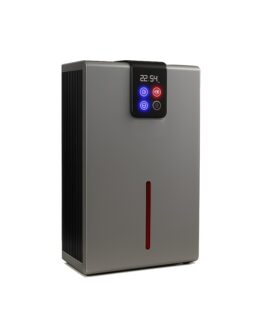 Dezumidificator iluminare ambientala LED 7 culori cu higrostat si humidistat KESNUP, display LCD, functie purificare aer, 3 programe functionare, telecomanda, 1000 ml/zi, capacitate 2200 ml, eficient energetic 90W, 21 x 15 x 36 cm, Argintiu