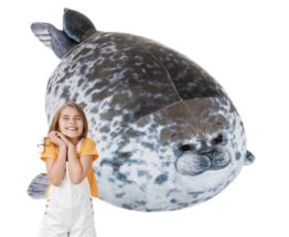 Jucarie de plus tip perna sub forma de foca KESNUP, ideala pentru copii, femei insarcinate, gravide, umplutura hipoalergenica de bumbac, material exterior moale, lavabila, dimensiune 60 x 60 cm, Gri 1 Jucarie de plus tip perna sub forma de foca KESNUP, ideala pentru copii, femei insarcinate, gravide, umplutura hipoalergenica de bumbac, material exterior moale, lavabila, dimensiune 60 x 60 cm, Gri