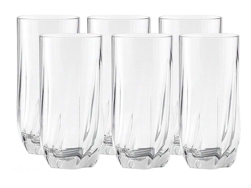 Set 6 pahare sticla pentru bauturi racoritoare KESNUP, volum 340 ml, inaltime 14 cm, diametru 7.5 cm, pentru apa, sucuri, limona, cocktal-uri, material rezistent la zgarieturi, Transparent