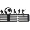 Suport pentru organizarea si expunerea medaliilor KESNUP, model 6 fotbalisti si minge de fotbal, cu 12 brate de expunere, montare pe perete, material otel, dimensiune 40 x 15 cm, Negru
