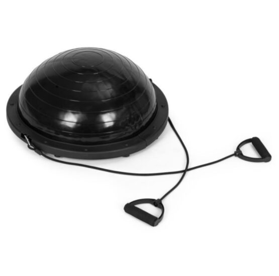 Minge de echilibru cu extensoare pentru fitness KESNUP, pentru exercitii gimnastica si recuparare medicala, sustine formarea echilibrului, dezoltarea coordonarii si musculaturii, dimensiuni minge 59.5 cm si extensoare 87 cm, baza antiderapanta, Negru