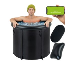 Cada de gheata portabila pentru baie KESNUP, piscina regenerare pentru crioterapie, utilizare interior si exterior, capacitate 320L, material impermeabil, izolatie 5 straturi termice, protectie radiatie solara UV, usor de transportat, Negru 1 Cada de gheata portabila pentru baie KESNUP, piscina regenerare pentru crioterapie, utilizare interior si exterior, capacitate 320L, material impermeabil, izolatie 5 straturi termice, protectie radiatie solara UV, usor de transportat, Negru