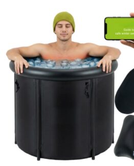 Cada de gheata portabila pentru baie KESNUP, piscina regenerare pentru crioterapie, utilizare interior si exterior, capacitate 320L, material impermeabil, izolatie 5 straturi termice, protectie radiatie solara UV, usor de transportat, Negru