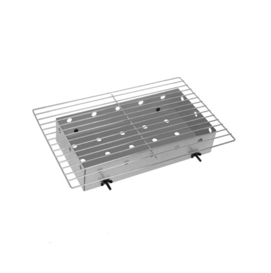 Gratar de gradina portabil cilindric dublu cu termometru pe carbuni KESNUP, ideal pentru curte, camping si pescuit, 2 gratare si 2 tavi carbune separate, cos fum pentru circulatie aer, maner transport, material metal, dimensiuni 41.5 x 36.5 x 28 cm, Negru