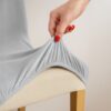 Set 6 huse protectie scaun KESNUP, marime universala, pentru scaune de bucatarie, birou, casa, restaurant, evenimente, material polyester si spandex catifelat, lavabile, banda elastica pentru fixare si antialunecare, 65 x 40 x 35 cm, Gri Deschis 5 Set 6 huse protectie scaun KESNUP, marime universala, pentru scaune de bucatarie, birou, casa, restaurant, evenimente, material polyester si spandex catifelat, lavabile, banda elastica pentru fixare si antialunecare, 65 x 40 x 35 cm, Gri Deschis