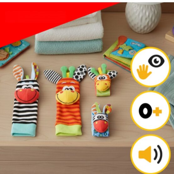 Set 2 sosete si 2 bratari zornaitoare interactive pentru bebelusi KESNUP, materiale sigure pentru dentitie si masticatie, pentru dezvoltarea abilitatilor motrice, coordonarii sau atentiei, model zebra, girafa, material textil, Multicolor 3 Set 2 sosete si 2 bratari zornaitoare interactive pentru bebelusi KESNUP, materiale sigure pentru dentitie si masticatie, pentru dezvoltarea abilitatilor motrice, coordonarii sau atentiei, model zebra, girafa, material textil, Multicolor