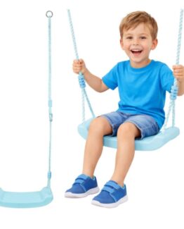 Leagan pentru copii KESNUP, ideal pentru casa, gradina, balcon si terasa, franghie ajustabila 105 - 175 cm, inele prindere, constructie sigura, usor de asamblat, rezistent la ploaie, radiatii UV, material polipropilena, dimensiuni 43 x 16.5 cm, Bleu