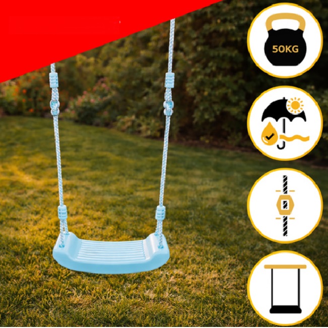 Leagan pentru copii KESNUP, ideal pentru casa, gradina, balcon si terasa, franghie ajustabila 105 - 175 cm, inele prindere, constructie sigura, usor de asamblat, rezistent la ploaie, radiatii UV, material polipropilena, dimensiuni 43 x 16.5 cm, Bleu