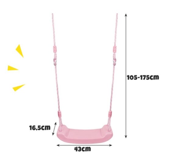 Leagan pentru copii KESNUP, ideal pentru casa, gradina, balcon si terasa, franghie ajustabila 105 - 175 cm, inele prindere, constructie sigura, usor de asamblat, rezistent la ploaie, radiatii UV, material polipropilena, dimensiuni 43 x 16.5 cm, Roz 2 Leagan pentru copii KESNUP, ideal pentru casa, gradina, balcon si terasa, franghie ajustabila 105 - 175 cm, inele prindere, constructie sigura, usor de asamblat, rezistent la ploaie, radiatii UV, material polipropilena, dimensiuni 43 x 16.5 cm, Roz