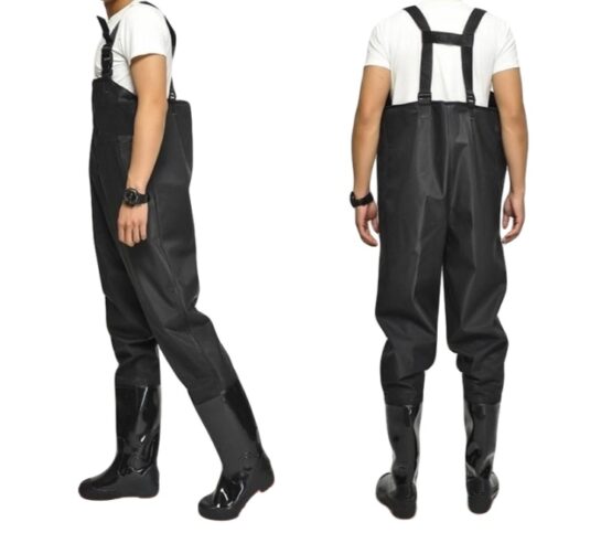 Salopeta cu pieptar si cizme de pescuit cu bretele ajustabile KESNUP, marime 43, cu talpa antiderapanta, material PVC impermeabil, lungime 130 cm, latime 60 cm, greutate 2 kg, include kit de reparare, Negru 2 Salopeta cu pieptar si cizme de pescuit cu bretele ajustabile KESNUP, marime 43, cu talpa antiderapanta, material PVC impermeabil, lungime 130 cm, latime 60 cm, greutate 2 kg, include kit de reparare, Negru