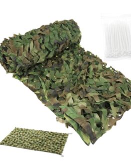 "Plasa de camuflaj pentru gard cu dimensiune 2 x 5 m si 100 clipsuri prindere KESNUP, camuflaj militar cu efect de umbrire, material polyester impermeabil, margini intarite cu snur, pentru gradina, camping, airsoft, camuflare proprietate, Verde inchis"