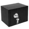 Seif metalic cu cheie de siguranta KESNUP, include set 3 chei, protectie impotriva furtului, accesului neautorizat, dimensiune 23 x 17 x17 cm, grosime usa 3.5 cm si perete 2 mm, material otel inoxidabil, include elemente fixare perete si dulap, Negru