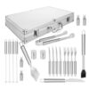 Set 26 ustensile pentru gratar KESNUP, accesorii pentru grill din otel inoxidabil premium, include perii, clesti, cutite, spatula, frigarui, suporti porumb, furculite, solnite, geanta transport din aluminiu captusita, dimensiuni 43 x 27 x 8 cm, Argintiu 3 Set 26 ustensile pentru gratar KESNUP, accesorii pentru grill din otel inoxidabil premium, include perii, clesti, cutite, spatula, frigarui, suporti porumb, furculite, solnite, geanta transport din aluminiu captusita, dimensiuni 43 x 27 x 8 cm, Argintiu
