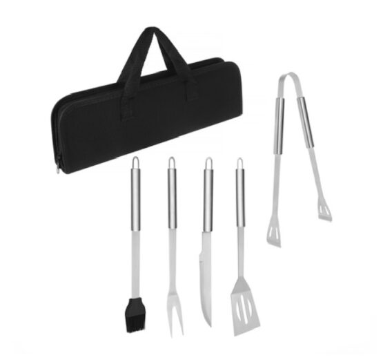 Set 5 ustensile pentru gratar KESNUP, accesorii pentru grill din otel inoxidabil premium, include cleste, spatula, furculita, cutit si pensula, geanta transport rezistenta cu manere, dimensiuni 38.5 x 11.5 x 5 cm, Negru 4 Set 5 ustensile pentru gratar KESNUP, accesorii pentru grill din otel inoxidabil premium, include cleste, spatula, furculita, cutit si pensula, geanta transport rezistenta cu manere, dimensiuni 38.5 x 11.5 x 5 cm, Negru
