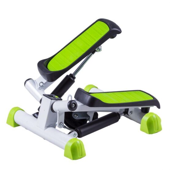 Stepper aerobic reglabil cu 2 corzi elastice si display LCD afisaj electronic KESNUP, sistem complex de antrenare a bratelor, picioarelor, feselor, telescoape hidraulice, pedale antiderapante, 5 functii ajustare program, greutate max. 120 kg, Alb / Verde