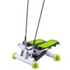 Stepper aerobic reglabil cu 2 corzi elastice si display LCD afisaj electronic KESNUP, sistem complex de antrenare a bratelor, picioarelor, feselor, telescoape hidraulice, pedale antiderapante, 5 functii ajustare program, greutate max. 120 kg, Alb / Verde