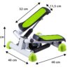 Stepper aerobic reglabil cu 2 corzi elastice si display LCD afisaj electronic KESNUP, sistem complex de antrenare a bratelor, picioarelor, feselor, telescoape hidraulice, pedale antiderapante, 5 functii ajustare program, greutate max. 120 kg, Alb / Verde