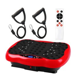 Aparat vibromasaj tip platforma cu suprafata presopunctura, ecran LCD si 2 benzi de rezistenta elastice KESNUP, cu telecomanda, conectivitate boxe Bluetooth, 3 programe prestabilite, 120 trepte viteza, greutate maxima 150 kg, alimentare 230V, Negru