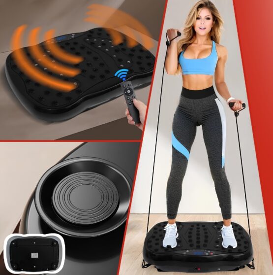Aparat vibromasaj tip platforma cu suprafata presopunctura, ecran LCD si 2 benzi de rezistenta elastice KESNUP, cu telecomanda, conectivitate boxe Bluetooth, 3 programe prestabilite, 120 trepte viteza, greutate maxima 150 kg, alimentare 230V, Negru 4 Aparat vibromasaj tip platforma cu suprafata presopunctura, ecran LCD si 2 benzi de rezistenta elastice KESNUP, cu telecomanda, conectivitate boxe Bluetooth, 3 programe prestabilite, 120 trepte viteza, greutate maxima 150 kg, alimentare 230V, Negru