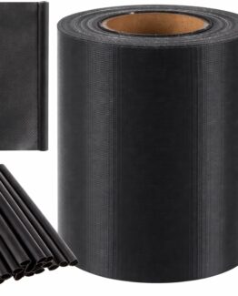 Banda de gard cu dimensiune 19 cm x 35 m si 20 de clipsuri KESNUP, densitate 450/m2, ideala pentru acoperirea gardurilor, balustradelor de pe balcon si terase, zonelor de recoltare a gunoaielor si deseurilor, rezistenta la radiatia solara UV, Gri inchis