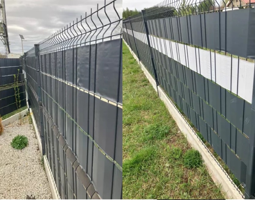 Banda de gard cu dimensiune 19 cm x 35 m si 20 de clipsuri KESNUP, densitate 450/m2, ideala pentru acoperirea gardurilor, balustradelor de pe balcon si terase, zonelor de recoltare a gunoaielor si deseurilor, rezistenta la radiatia solara UV, Gri inchis