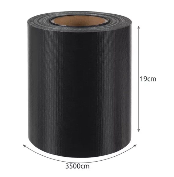 Banda de gard cu dimensiune 19 cm x 35 m si 20 de clipsuri KESNUP, densitate 450/m2, ideala pentru acoperirea gardurilor, balustradelor de pe balcon si terase, zonelor de recoltare a gunoaielor si deseurilor, rezistenta la radiatia solara UV, Gri inchis