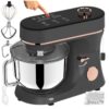 Robot de bucatarie tip mixer profesional cu bol inox de 5.7L si putere 2000W KESNUP, display LCD touchscreen, 11 trepte viteza, mod de incalzire si comenzi intuitive, ideal pentru amestecare, batere, rulare, fermentare, accesorii incluse, Rose Gold