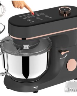 Robot de bucatarie tip mixer profesional cu bol inox de 5.7L si putere 2000W KESNUP, display LCD touchscreen, 11 trepte viteza, mod de incalzire si comenzi intuitive, ideal pentru amestecare, batere, rulare, fermentare, accesorii incluse, Rose Gold