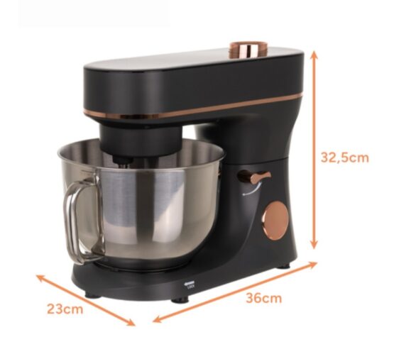 Robot de bucatarie tip mixer profesional cu bol inox de 5.7L si putere 2000W KESNUP, display LCD touchscreen, 11 trepte viteza, mod de incalzire si comenzi intuitive, ideal pentru amestecare, batere, rulare, fermentare, accesorii incluse, Rose Gold