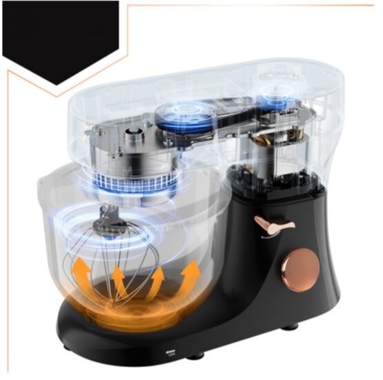 Robot de bucatarie tip mixer profesional cu bol inox de 5.7L si putere 2000W KESNUP, display LCD touchscreen, 11 trepte viteza, mod de incalzire si comenzi intuitive, ideal pentru amestecare, batere, rulare, fermentare, accesorii incluse, Rose Gold