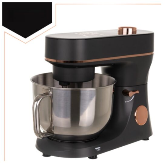 Robot de bucatarie tip mixer profesional cu bol inox de 5.7L si putere 2000W KESNUP, display LCD touchscreen, 11 trepte viteza, mod de incalzire si comenzi intuitive, ideal pentru amestecare, batere, rulare, fermentare, accesorii incluse, Rose Gold