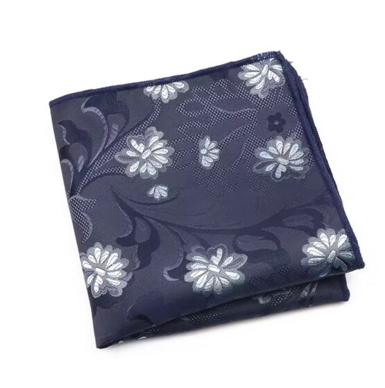 Batista de buzunar pentru sacou costum barbati, model floral, Alb / Bleu / Gri / Bleumarin