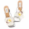 Set 2 brose pentru pantofi sau sandale, design trandafir, Alb