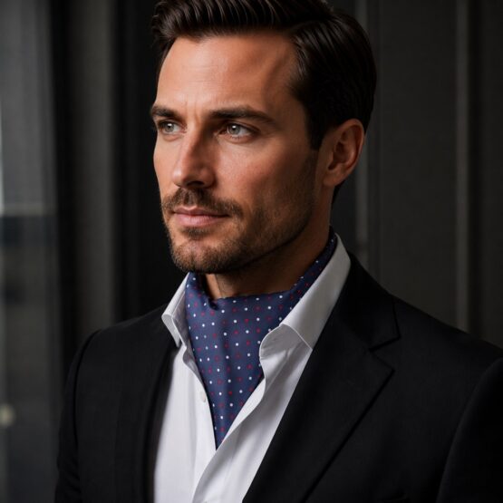 Esarfa ascot eleganta, stil elegant british gentleman, de ocazie, model picatele Alb / Rosu / Bleumarin 3 Esarfa ascot eleganta, stil elegant british gentleman, de ocazie, model picatele Alb / Rosu / Bleumarin