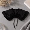 Guler detasabil, model clasic retro cu incretituri si prindere cu fundita, Negru 3 Guler detasabil, model clasic retro cu incretituri si prindere cu fundita, Negru