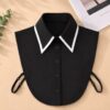 Guler fals de camasa, detasabil, model ascutit bicolor, Negru / Alb