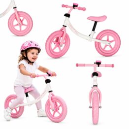 Bicicleta de echilibru fara pedale cu claxon KESNUP, pentru copii 2-6 ani, cadru din otel usor, roti pneumatice si elastice care absorb socurile, scaun (32-42 cm) si ghidon (50-58 cm) reglabile, manere antialunecare, greutate maxima 30 kg, Roz 1 Bicicleta de echilibru fara pedale cu claxon KESNUP, pentru copii 2-6 ani, cadru din otel usor, roti pneumatice si elastice care absorb socurile, scaun (32-42 cm) si ghidon (50-58 cm) reglabile, manere antialunecare, greutate maxima 30 kg, Roz