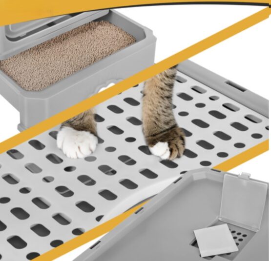 Litiera acoperita pisici cu lopatica KESNUP, tavita pentru nisip extensibila, intrare iesire dubla frontala - superioara, dimensiune mare 50 x 38 x 36 cm, antiscurgere, antistropire, ideala pentru izolarea mirosurilor neplacute, material policarbonat, Gri 10 Litiera acoperita pisici cu lopatica KESNUP, tavita pentru nisip extensibila, intrare iesire dubla frontala - superioara, dimensiune mare 50 x 38 x 36 cm, antiscurgere, antistropire, ideala pentru izolarea mirosurilor neplacute, material policarbonat, Gri