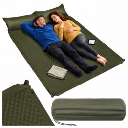 Saltea autogonflabila dubla cu perna si pompa de picior incorporata rulabila KESNUP, interior - exterior, dimensiune 186 x 130 x 3 cm, kit reparare gauri, umplutura spuma expandanta 19D, greutate maxima 200 kg, greutate 2.7 kg, husa de protectie, Verde Kaki 1 Saltea autogonflabila dubla cu perna si pompa de picior incorporata rulabila KESNUP, interior - exterior, dimensiune 186 x 130 x 3 cm, kit reparare gauri, umplutura spuma expandanta 19D, greutate maxima 200 kg, greutate 2.7 kg, husa de protectie, Verde Kaki