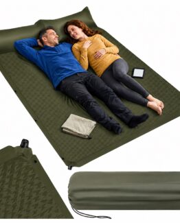 Saltea autogonflabila dubla cu perna si pompa de picior incorporata rulabila KESNUP, interior - exterior, dimensiune 186 x 130 x 3 cm, kit reparare gauri, umplutura spuma expandanta 19D, greutate maxima 200 kg, greutate 2.7 kg, husa de protectie, Verde Kaki 1 Saltea autogonflabila dubla cu perna si pompa de picior incorporata rulabila KESNUP, interior - exterior, dimensiune 186 x 130 x 3 cm, kit reparare gauri, umplutura spuma expandanta 19D, greutate maxima 200 kg, greutate 2.7 kg, husa de protectie, Verde Kaki
