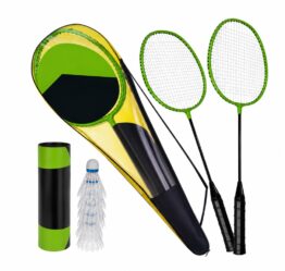 Set badminton cu 2 palete si accesorii KESNUP, include 6 fluturasi, ideal pentru jocul in vacanta, plaja, gradina, constructie usoara, materiale durabile, husa de protectie si transport, Verde / Negru 1 Set badminton cu 2 palete si accesorii KESNUP, include 6 fluturasi, ideal pentru jocul in vacanta, plaja, gradina, constructie usoara, materiale durabile, husa de protectie si transport, Verde / Negru